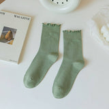 SOLID COLOR RUFFLED ALL MATCH SOCKS_CWMS0901
