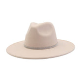 Unisex Wool Fedora Hat Ethnic Flat Brim Style_Cwah04402