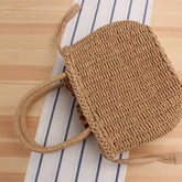 FOREST STYLE LITERARY LETTER PORTABLE STRAW BAG_CWAB2113