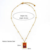 Vintage 18K Steel Tarot Card Pendant Necklace_Cwmm8814