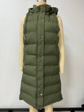 Solid-Color Hooded Sleeveless Cotton-Padded Vest