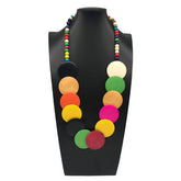 Vintage Mixed Color Wooden Bead Necklace_Cwmm4972