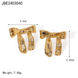 PERSONALIZED ALL MATCH 18K GOLD BOW EARRINGS_CWASC1655