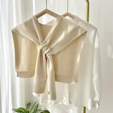 SOLID COLOR KNITTED KNOTTED SHAWL CASUAL COZY _CWASC0757