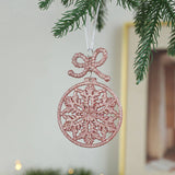 PLASTIC PINK GOLD GLITTER XMAS TREE HANGING DECOR_CWMM9762