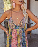 V-Neck Sexy Halter Halter Print Swing Dress