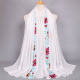 Embroidered Cotton Scarf Long Veil Shawl_Cwmm2002