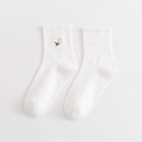 SOLID COLOR DAISY SOCKS COTTON MID CALF STYLE_CWMS088