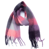 PLAID PATTERN FRINGE TRIM WINTER SCARF_CWASC2691