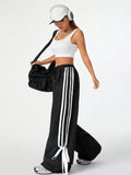Trendy Colorblock High-Waist Wide-Leg Pants