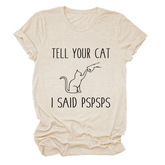 CASUAL CAT PRINT TEE WOMEN S SHORT SLEEVE TOP_CWTTS1519