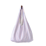 Striped Lightweight Large Capacity Canvas Bag_Cwab3094