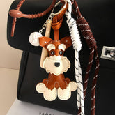 CUTE SCHNAUZER PU KEYCHAIN WITH HEART BRAID_CWMM7815