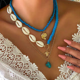 OCEAN STYLE CONCH SHELL MULTILAYER NECKLACE_CWAJE1803
