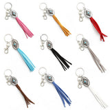 BOHO DIAMONDKEYCHAIN WITHTASSEL AND TURQUOISECHARM_CWAB5082
