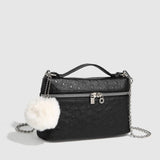 CHIC OSTRICH GRAIN CHAIN SHOULDER VANITY BAG_CWAB5722
