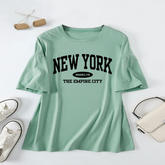 Trendy Letter Print T-Shirt For Women, Loose Fit