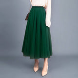 HIGH WAIST TULLE A LINE PLEATED MIDI SKIRT_CWBMS0378