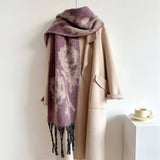 ROSE TASSEL SCARF COLORBLOCK LONG WINTER WRAP_CWASC0986