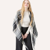 RAINBOW PLAID SCARF TRIANGLE WINTER SHAWL_CWASC0116