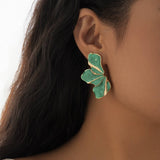 SWEET GRADIENT OIL DROP FLOWER ALLOY EARRINGS_CWMM3198