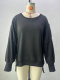 Solid-Color Round-Neck Casual Loose Sweatshirt