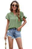 V Neck Fly Sleeve Short Sleeve Chiffon Top_Cwtsts0214