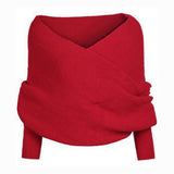 Cwasc1794_Elongated Solid Color Knitted Scarf With Sleeves