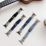 IWATCH9 1 14MM TIBETAN SILVER DENIM LEATHER STRAP_CWASC1544