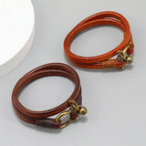 CREATIVE RETRO TWO CIRCLE MENS LEATHER BRACELET_CWMM4507