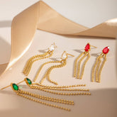 ELEGANT TEARDROP SHAPED TASSEL EARRINGS_CWAJE1885