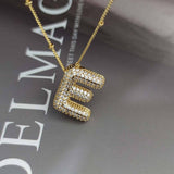 COPPER ZIRCONIA 26 LETTERS PENDANT NECKLACE_CWMM5869
