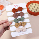 Waffle Bow Baby Headband Set Solid Colors