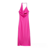 Womens French Style Asymmetric Satin Dress_Cwdmd5814