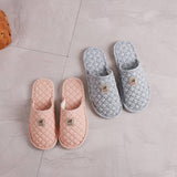PLAID COTTON CLOSED TOE SLIPPERS WITH RUBBER SOLE_CWSHF0201