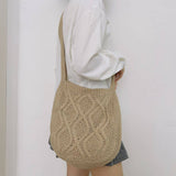 Cwab4573_Solid Knit Twist Vintage Tote Crossbody Bag