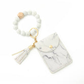 SUNFLOWER BEAD WALLET WITH SNAKESKIN KEYCHAIN_CWAB4998