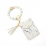 SUNFLOWER BEAD WALLET WITH SNAKESKIN KEYCHAIN_CWAB4998