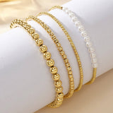 IMITATION PEARL GOLD COPPER BEAD BRACELET_CWMM3868