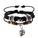 FASHION LEATHER MULTI LAYER BRAIDED LEAF BRACELET_CWMM4512
