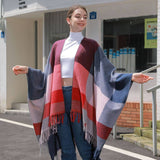 SIMPLE TASSEL MULTI COLOR LARGE PLAID SHAWL_CWASC0942