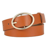 Leopard Print Pu Leather Belt With Round Buckle