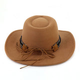BULL HEAD DECOR WIDE BRIM WESTERN COWBOY HAT_CWAH1769