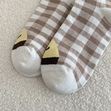 Women Brown Casual Plaid Socks_Cwms0958