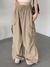 CASUAL ELASTIC WAIST WIDE LEG STRAIGHT LEG PANTS_CWBLP0768