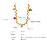 COLORED ZIRCON HEART SHAPED NECKLACE_CWAJE1082