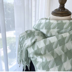 HOUNDSTOOTH TASSEL SCARF THICK WINTER WRAP_CWASC1463