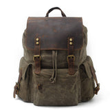 Waxed Canvas Leather Trim Travel Backpack_Cwab5524