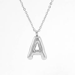 Cwaje1946_Steel Color Bubble Letter Necklace