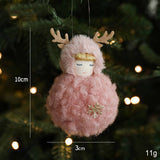 PLUSH GIRL DOLL WITH ANTLERS CHRISTMAS ORNAMENT_CWMM9683